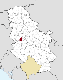 Location of the municipality of Mionica within Serbia