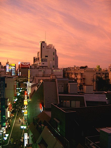 Sunset over Nakano, with Nakano Broadway in the distance