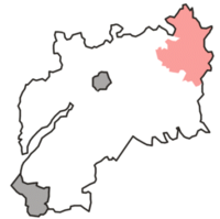 North Cotswold RD (ružičasta) u administrativnoj županiji Gloucestershire. Pridruženi okruzi Bristol i Gloucester prikazani su sivo.