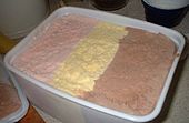 Tub of Neapolitan ice cream from the United Kingdom Neapolitan ice cream UK.JPG