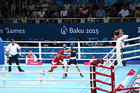 Nicola Adams (red) at the final of the European Games 2015 in Baku (Azerbaijan)