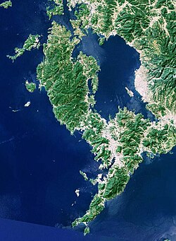 Nishisonogi ve Nagasaki Yarımadası Japonya SRTM.jpg