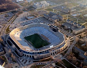 Aerial view of the Notre Dame Stadium