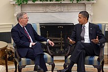 McConnell with President Barack Obama, August 2010 Obama and Mitch McConnell.jpg