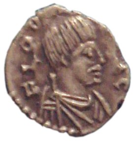 Coin of Odoacer, Ravenna, 477, with Odoacer in profile, depicted with a "barbarian" moustache. Odovacar Ravenna 477.jpg