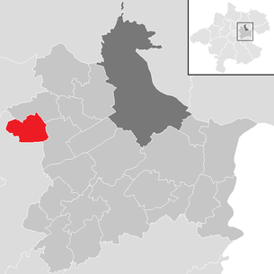 Location of the municipality of Oftering in the Linz-Land district (clickable map)