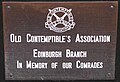 Plaque for Old Contemptibles on a bench in Edinburgh Castle.