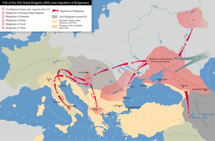 Migration and settlement of the Bulgars during the 6th–7th centuries AD