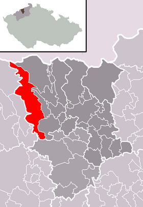 Poloha mesta Osek v rámci okresu Teplice a správneho obvodu obce s rozšírenou pôsobnosťou Teplice