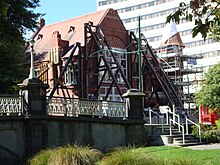 Our City with heavy bracing following the 2010 Canterbury earthquake in March 2011 Our City, March 2011.JPG