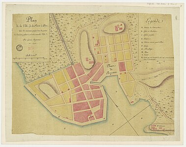 Plan de la ville de Pointe-à-Pitre, 1772, Gossec.