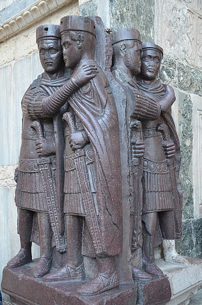 File:Portrait of the Four Tetrarchs (Diocletian, Maximianus, Galerius & Constantius), a porphyry sculpture sacked from the Byzantine Philadelphion palace in 1204, c. 305 AD, Venice (19891326585).jpg