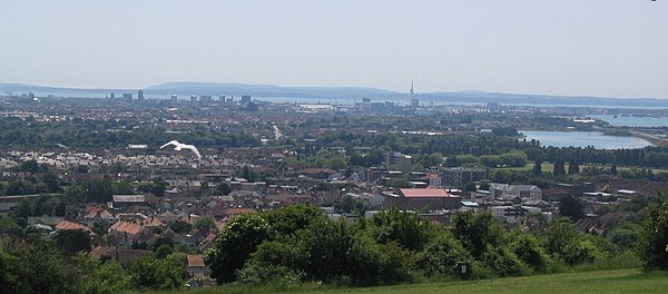 View of Portsmouth and Portsea Island from Portsdown Hill, UK