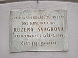 Praha - Vinohrady, Belgická 28, pamětní deska Růženy Švagrové