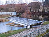 Praha - Záběhlice, U záběhlického zámku, jez na Botiči