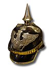 The Pickelhaube, the symbol of Prusso-German militarism Prusse inf de la Garde 1860 4012.jpg