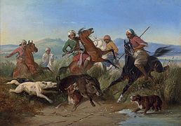 Raden Saleh's romantic depiction of boar hunting