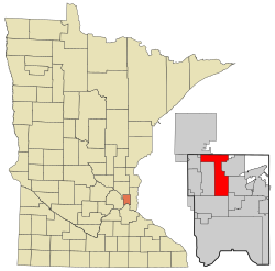 Location of the city of Shoreview within Ramsey County, Minnesota