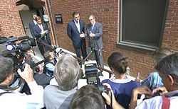 George W. Bush visiting Nebraska Avenue Complex on 19 September 2002. Remarks by the President After Visit with Employees at Nebraska Avenue Homeland Security Complex.jpg