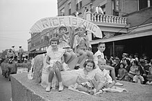 "Rice Is King" parade float at the National Rice Festival in Crowley, Louisiana, (1938) RiceIsKingCrowley1938.jpg