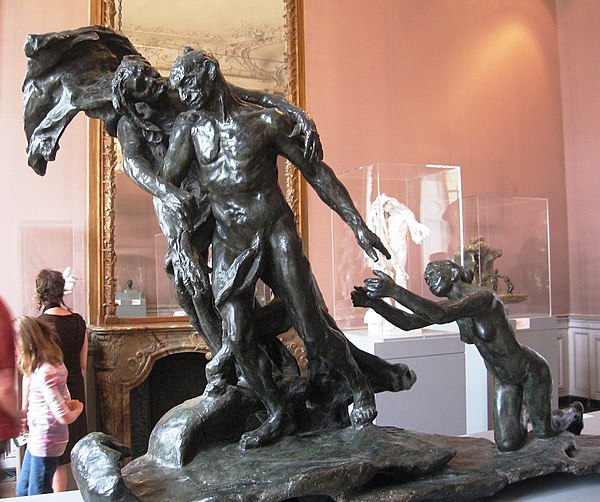 The Mature Age by Camille Claudel (1898), the 1913 bronze casting is exhibited in the Claudel room