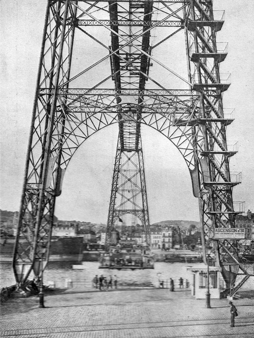 Rouen transporter bridge, travelling car (Wonder Book of Engineering Wonders, 1931)