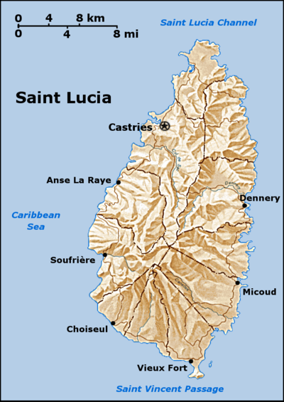 A map of Saint Lucia