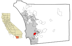 Location in San Diego County and the U.S. state of California