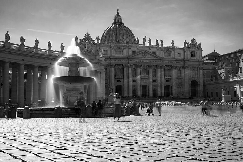 File:St. Peter's Basilica, Vatican City (black and white).jpg