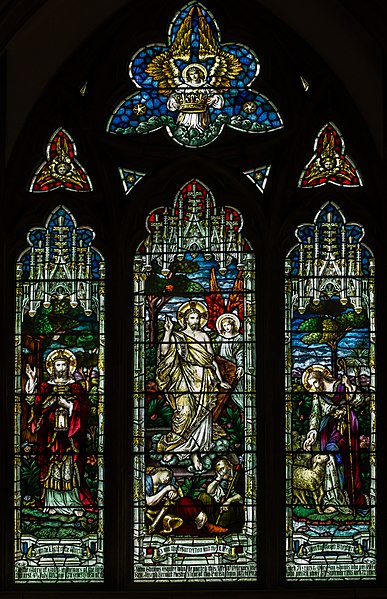 File:Stained glass window, St Mary's church, Manuden Essex (15803337782).jpg