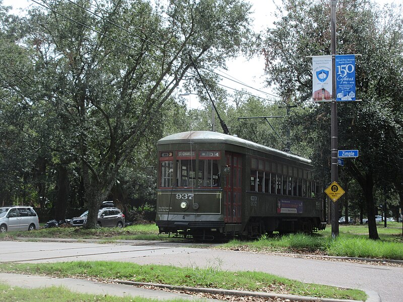 File:Streetcars back on Carrollton Avenue, New Orleans, Sept 2021 - 01.jpg