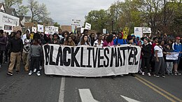 Minneapolis students participate in a school walkout to protest police brutality in the United States, 2015. Students march because Black Lives Matter (17130711447).jpg