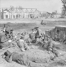 Casualties of the 19th Indian Division being treated in Mandalay, March 1945. The British Army in Burma 1945 SE3268.jpg