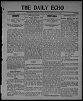 Thumbnail for File:The Daily Echo, 1905-10-13 - DPLA - c3d4bd0db815eea715b9a9f6d851ece3 (page 1).jpg