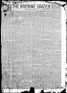 First issue of The Riverine Grazier, 29 October 1873 The Riverine Grazier.jpg