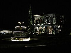 The Ruins mansion and fountain right