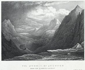 The summit of Snowdon, from the Llanberis ascent