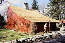 Rear view catslide roof Thomas Hawley House Monroe, Connecticut rear view.jpg