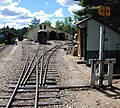 English: Three-way stub switch at Sheepscot station on the Wiscasset, Waterville and Farmington railroad, United States