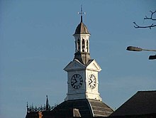 The clock tower on Retford Town Hall