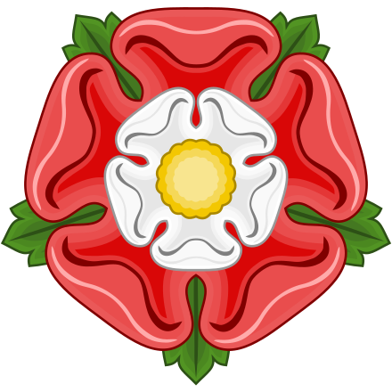 The Tudor rose is a combination of the red rose of Lancaster and the white rose of York.