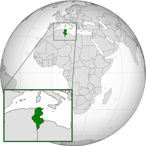 Location of Tunisia in northern Africa