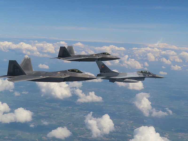 File:U.S. Air Force F-22 Raptors and Romanian F-16 Fighting Falcons.jpg