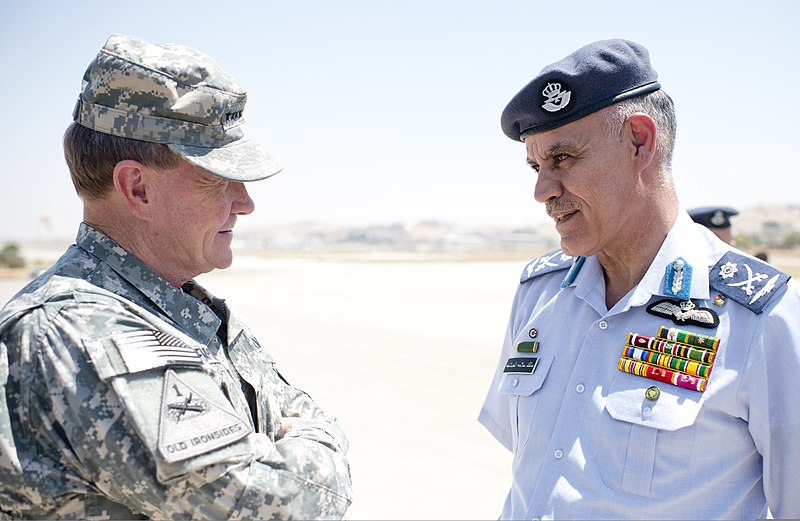 File:U.S. Army Gen. Martin E. Dempsey, left, the chairman of the Joint Chiefs of Staff, and Royal Jordanian Air Force (RJAF) Maj. Gen. Malek Al-Habashneh, the chief of the RJAF, meet in Amman, Jordan, Aug. 15, 2013 130815-D-VO565-006.jpg