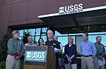 Thumbnail for File:U.S. Geological Survey's Chief Scientist for Volcano Hazards, Jeff Wynn, speaking during press conference, concerning an aerial survey of Mount St. Helens and the status of the rumb - DPLA - e74ed6a83deb5442eb67a4939ed6fe05.jpg