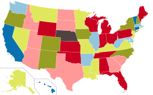 Partisan control of state governments after the 2010 elections:

.mw-parser-output .legend{page-break-inside:avoid;break-inside:avoid-column}.mw-parser-output .legend-color{display:inline-block;min-width:1.25em;height:1.25em;line-height:1.25;margin:1px 0;text-align:center;border:1px solid black;background-color:transparent;color:black}.mw-parser-output .legend-text{}
Democrats maintained trifecta
Democrats gained trifecta
Republicans maintained trifecta
Republican gained trifecta
Divided government maintained
Divided government established
Officially non-partisan legislature USStateControl2010postelections.svg