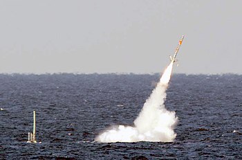 USS Florida launching a Tomahawk cruise missile