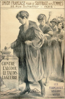 Французский союз за избирательное право женщин 1909 poster.png