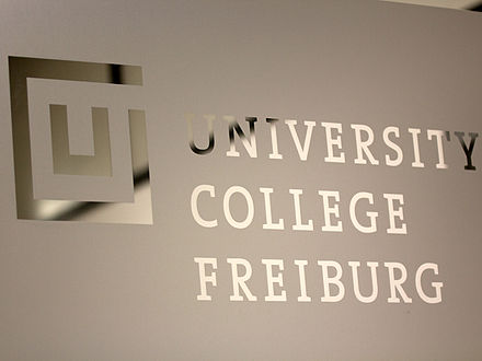 Logo at the entrance of University College Freiburg