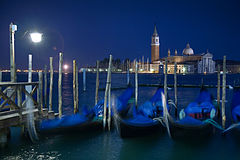 Gondolas in Canale di San Marco. Piazza San marco, opposite San Giorgio Maggiore. Venice, Italy